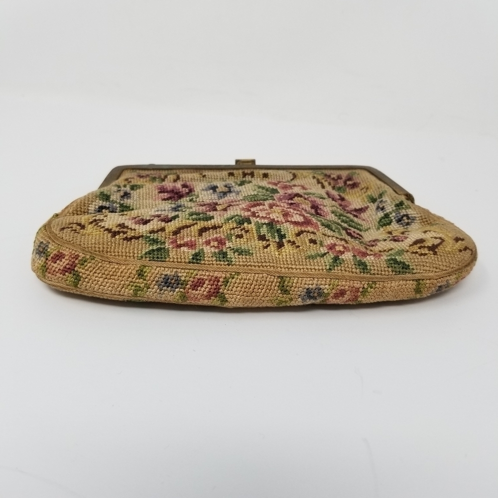 Purse Evening Bag Floral Antique Vintage Jeweled Kiss Lock Petite Point Grandma - Picture 14 of 15